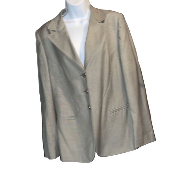 Calvin Klein Women's Collared Khaki Lux Buttoned Blazer Jacket Suit Size 14 - Picture 1 of 12